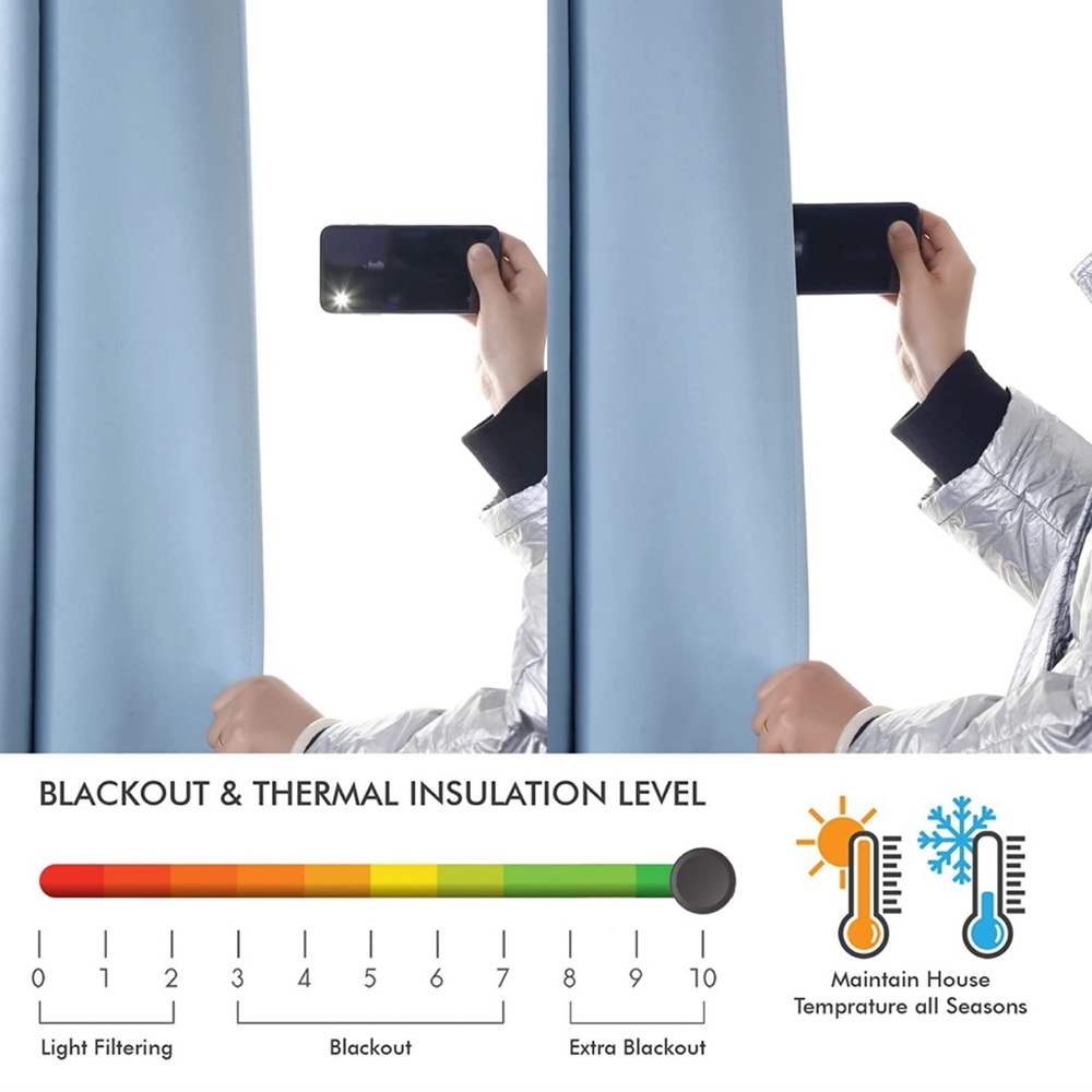 100% Blackout Curtains for Bedroom, Thermal Insulated Solid Full Light Blocking - Picture 6 of 6